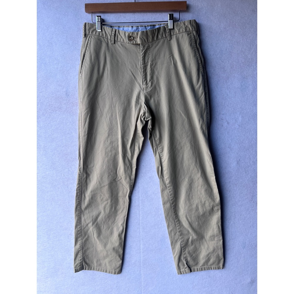 Peter Millar Mens Khaki Chino Pants Flat Front Twill Trousers Size 34